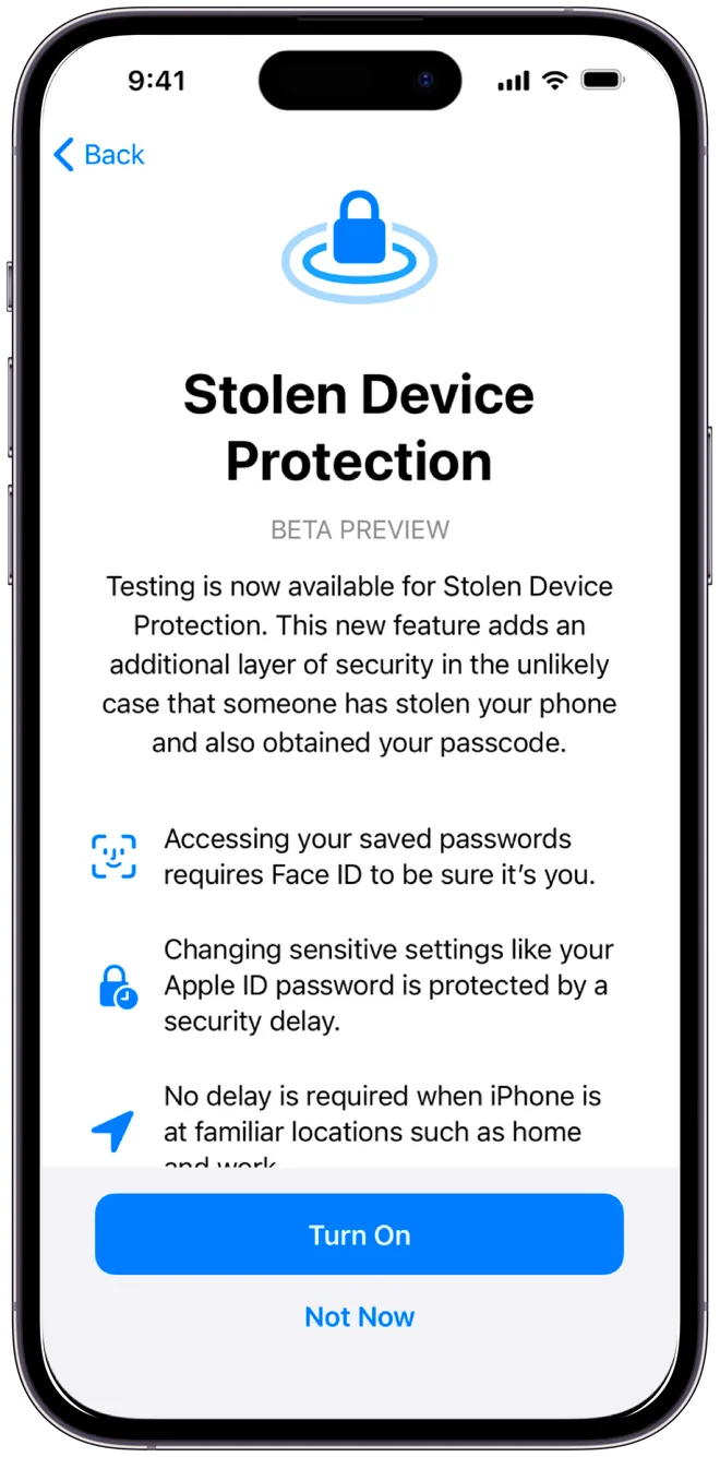 Stolen Device Protection, ios 17.3 update