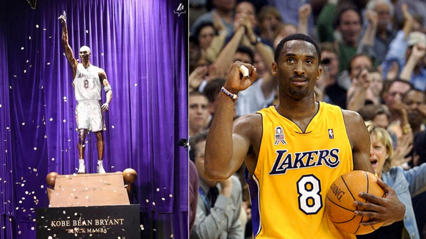 Kobe Bryant 19-Ft Statue at Lakers Arena in downtown arena